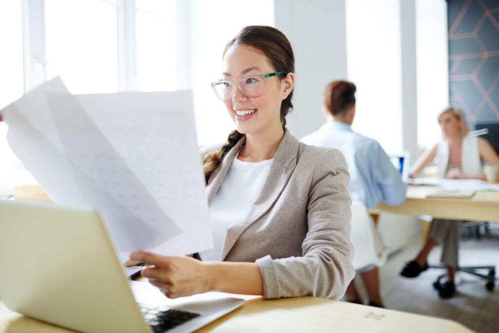 Woman with paperwork